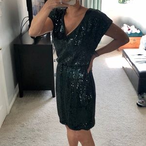 Trina Turk V-Neck Sequined Cocktail Dress, Sz 4